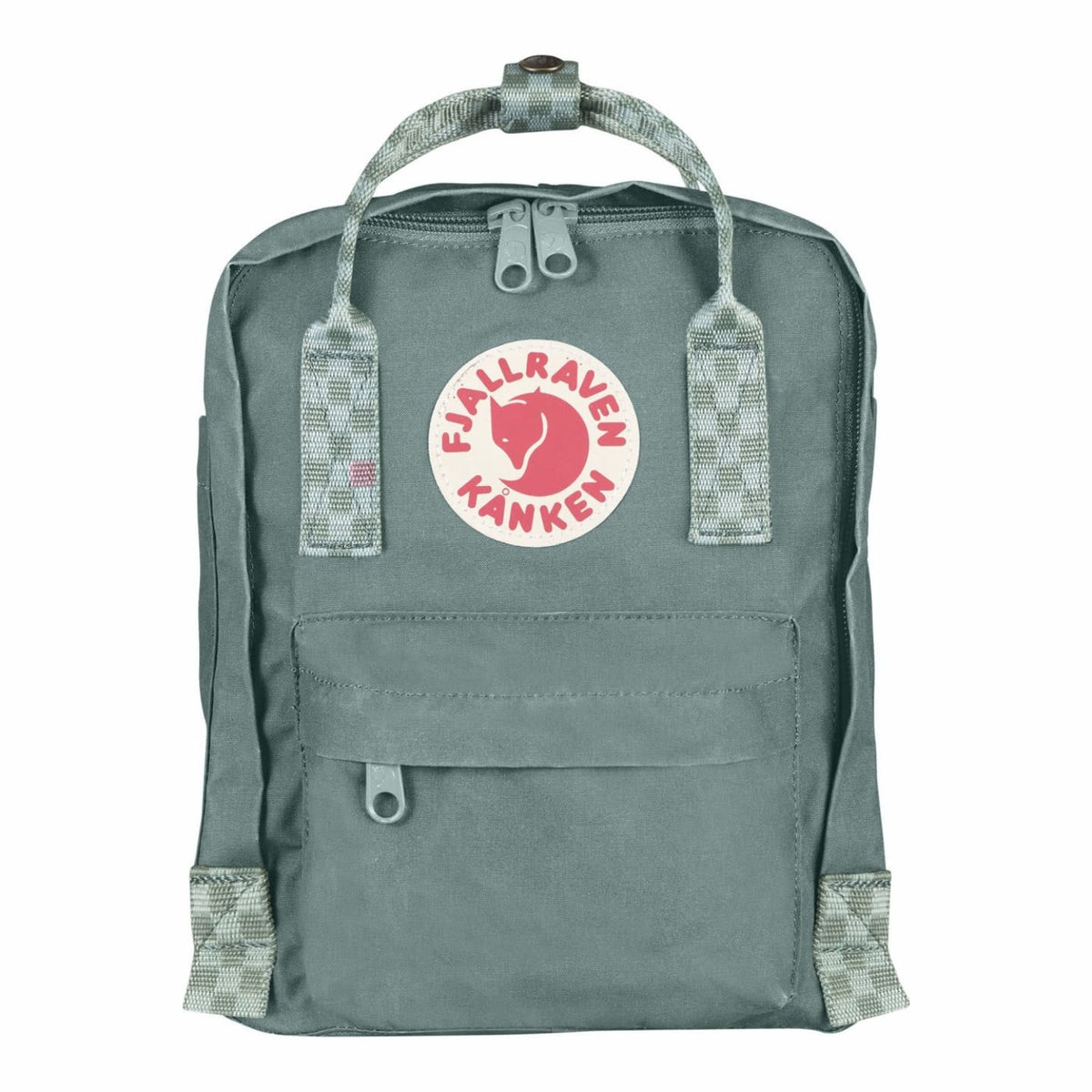 fjällräven kanken frost green chess pattern Kanken MINI Frost Green Chess Pattern Backpack – GREY + WILD