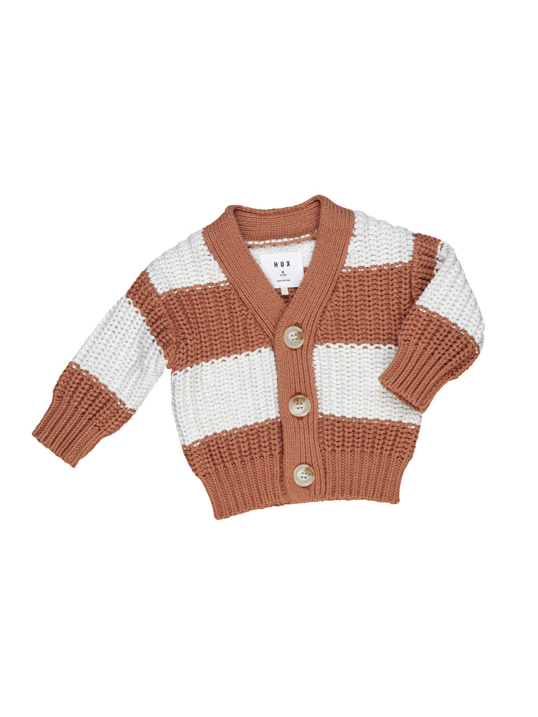 Huxbaby Terracotta Stripe Chunky Cardigan – GREY WILD