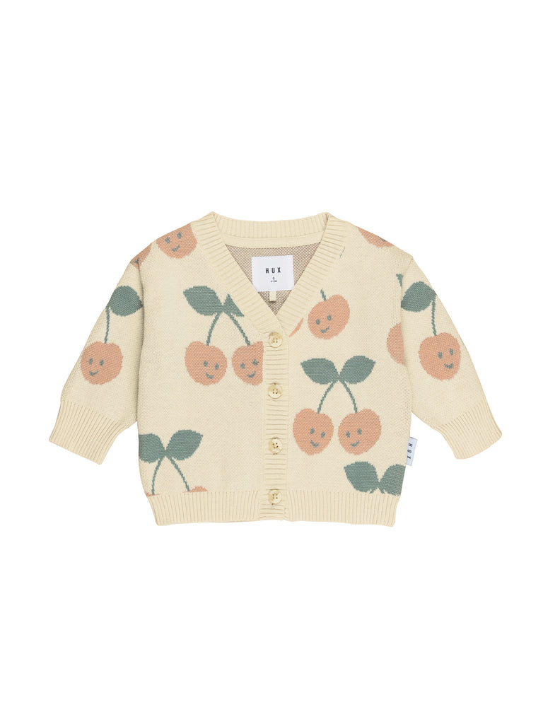 Huxbaby Cherry Knit Cardigan – GREY WILD - Main Image