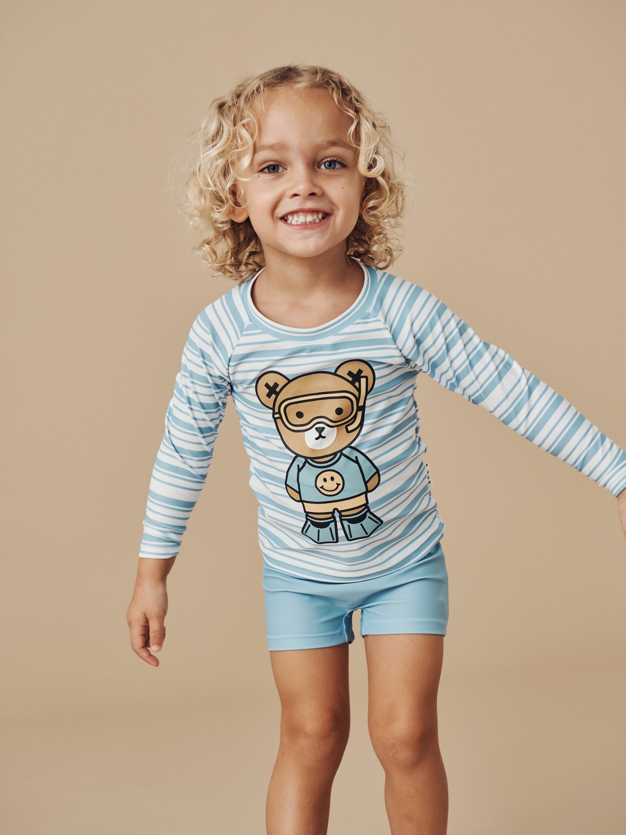 Huxbaby Scuba Bear Swim Set 2pc GREY + WILD