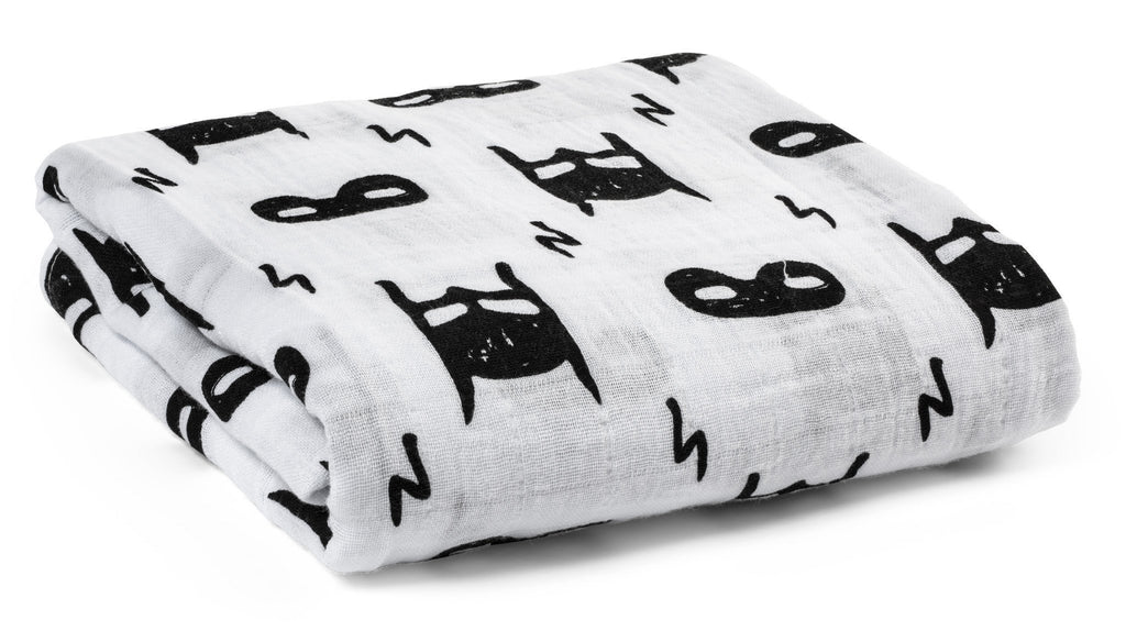 Modern Burlap Muslin Swaddle Blanket Batman – GREY WILD
